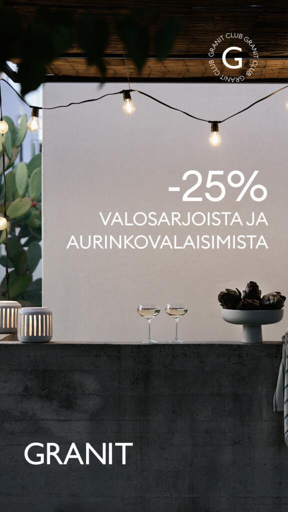 VALOSARJAT JA AURINKOKENNOVALAISIMET -25% jäsenille tai liittyville