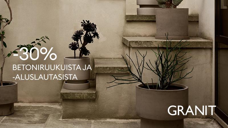 Kaikki betoniruukut ja -aluslautaset -30%