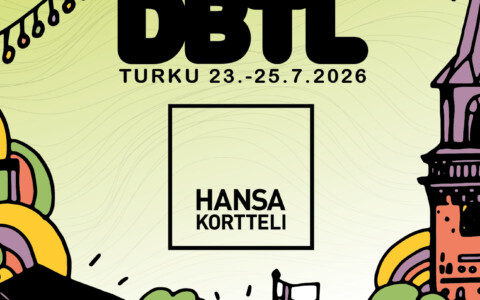 DBTL Turku 23.-25.7.2026, värikäs festivaalijuliste ja Hansa Korttelin logo.