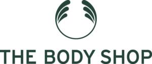 Vihreä The Body Shop -logo: ympyrän yläosassa kaarevat lehdenkaltaiset muodot ja alhaalla teksti THE BODY SHOP.