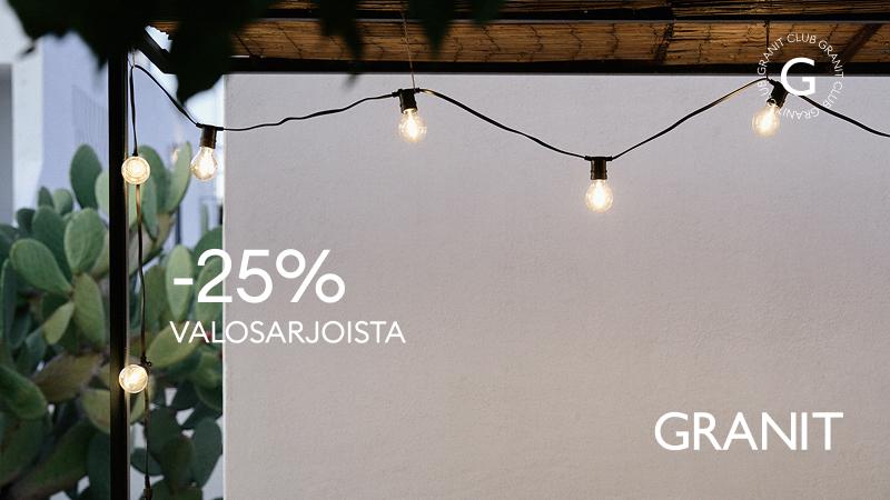 KAIKKI VALOSARJAT -25% JÄSENILLE TAI LIITTYVILLE