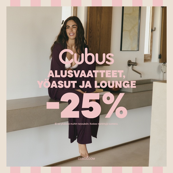Alusvaatteet, yöasut & lounge-tuotteet -25%