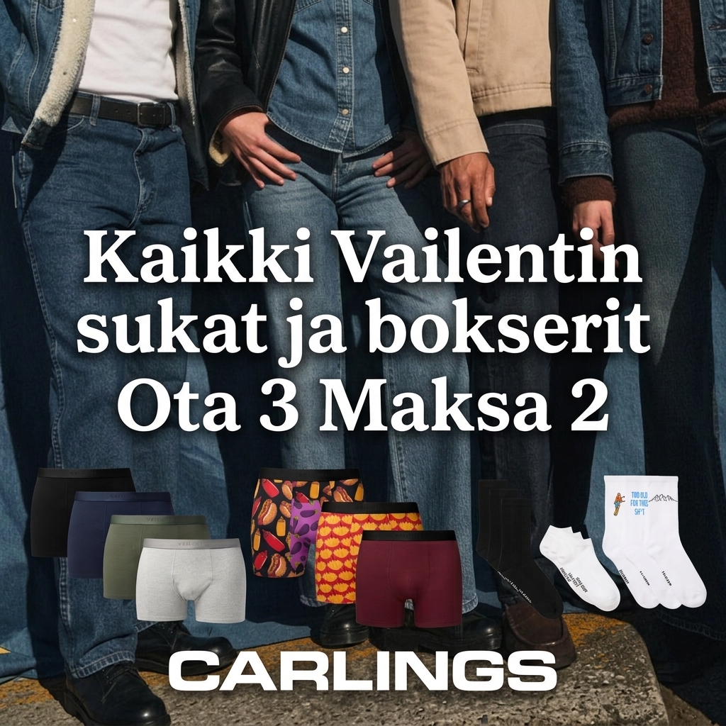 Kaikki Vailentin sukat ja bokserit – Ota 3 Maksa 2